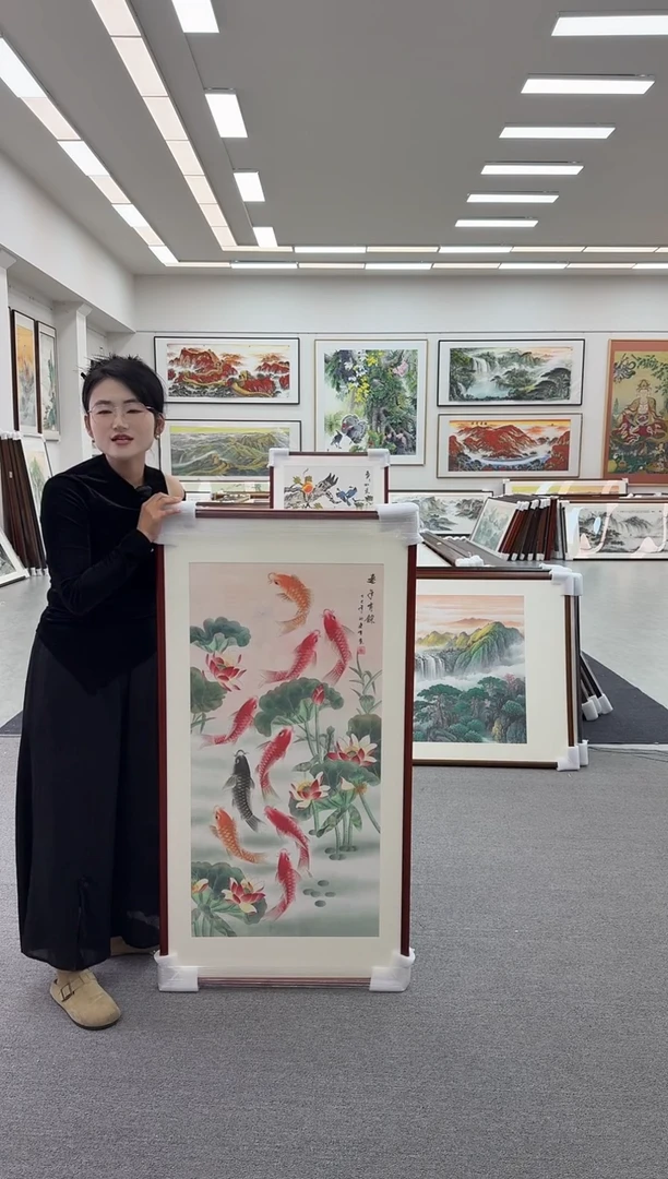 国画手绘 连年有余 125*65