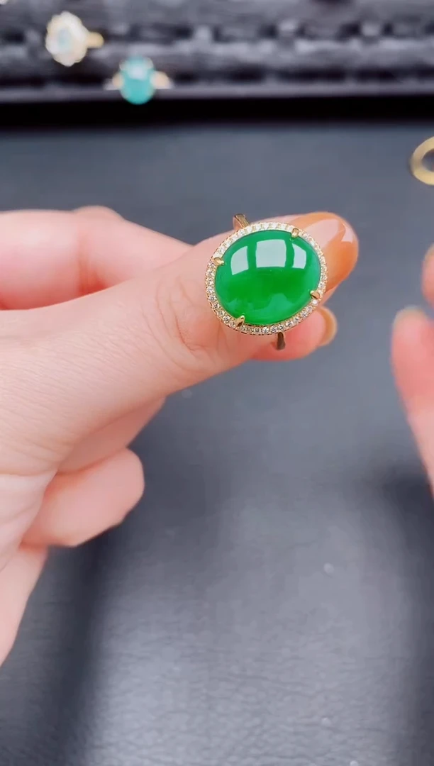 【闪购商品】翡翠戒指银S925镶嵌天然a货翡翠243