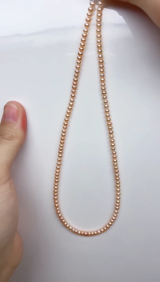 未镶嵌半成品淡水珍珠粉色馒头珠4-5mm