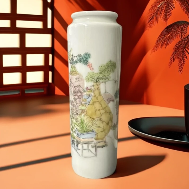 AA清 粉彩博古纹香桶