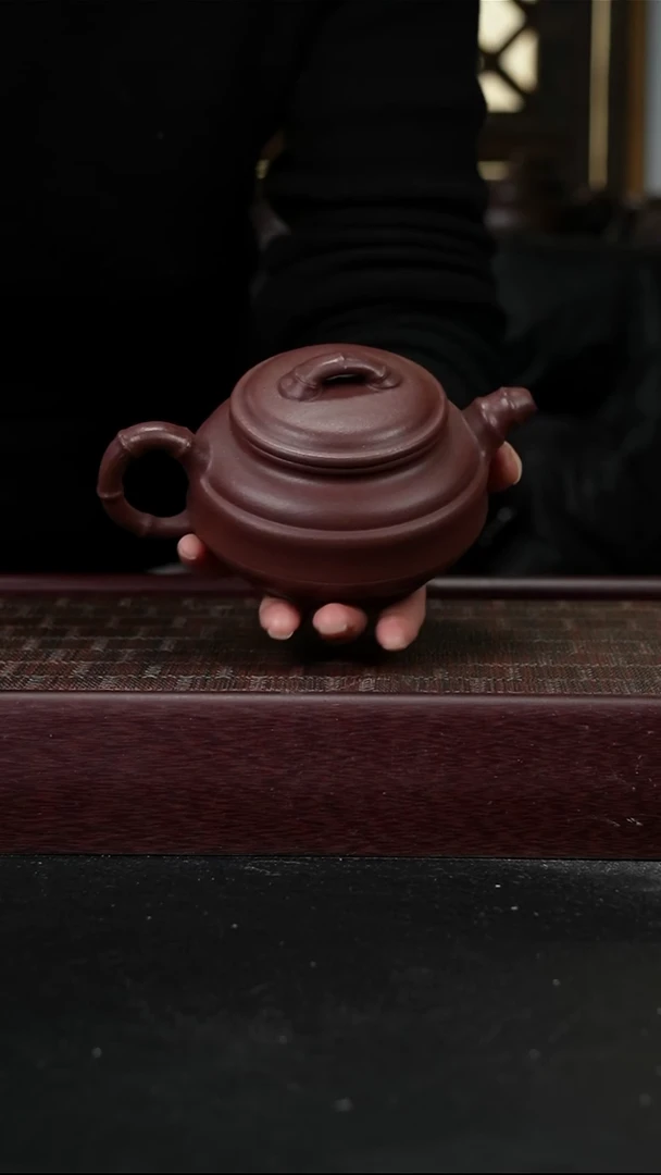 茶壶紫砂zq底槽青 双线竹鼓