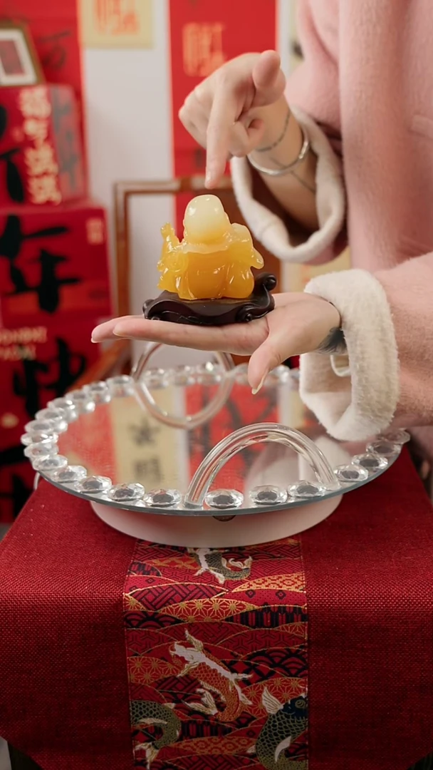 【闪购商品】琉璃玉质感黄弥勒佛摆件