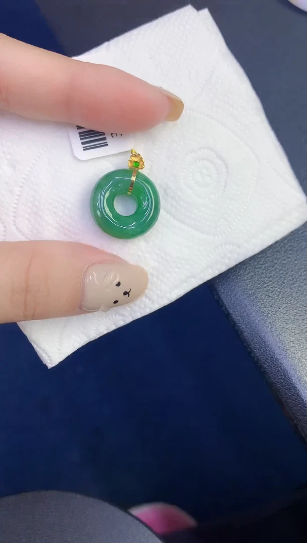 颈饰18K金镶嵌翡翠缅甸天然翡翠A货