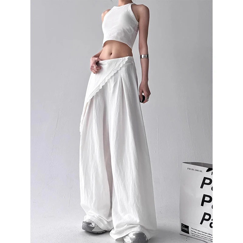 白色设计感山本裤女2025年夏季新款高腰垂感拖地裤阔腿裤春季爆款