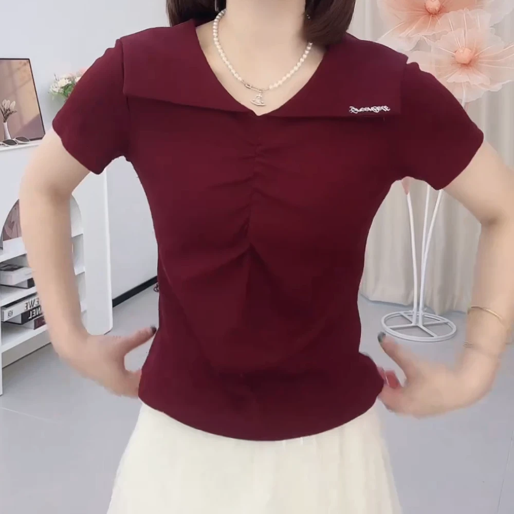 显瘦气质时尚休闲2025新款百搭减龄夏季ol短袖女t恤