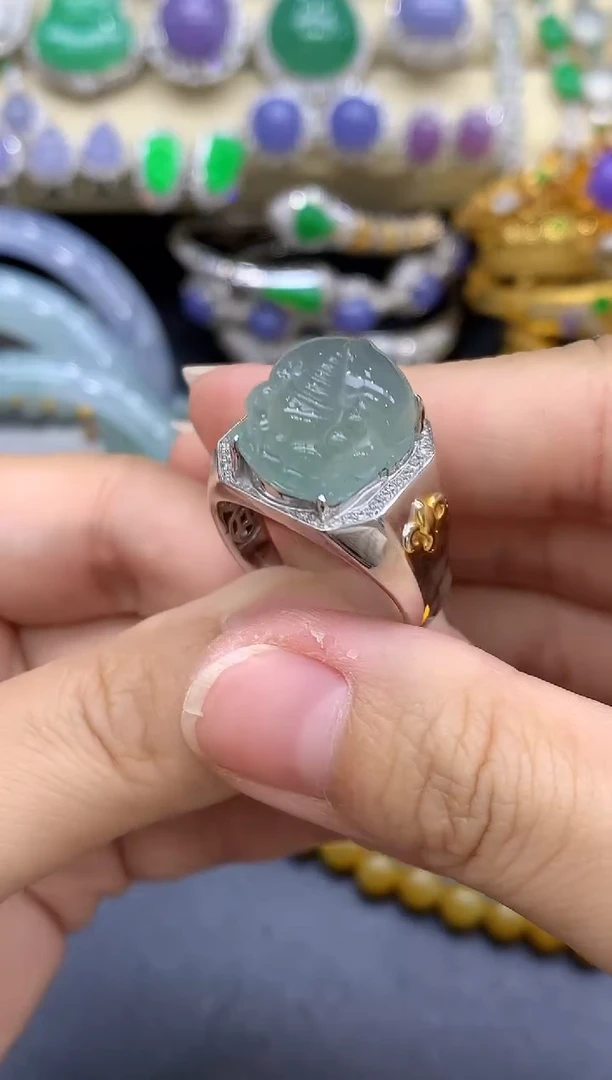 18K金镶嵌戒指翡翠443-中国好珍宝