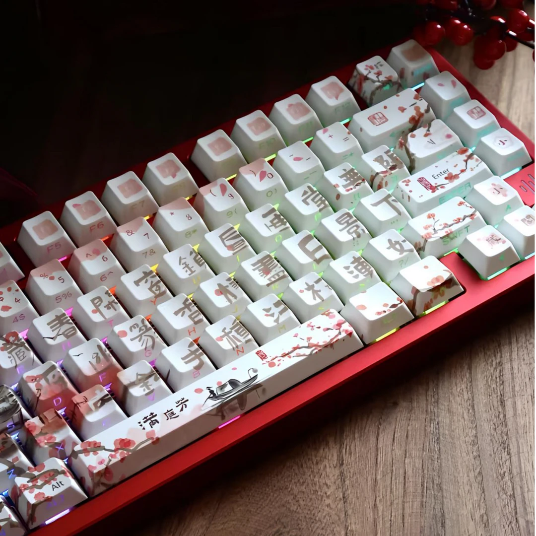 嗨元创满庭芳原厂不透侧刻moa机械键盘键帽PBT全五面热升华个性