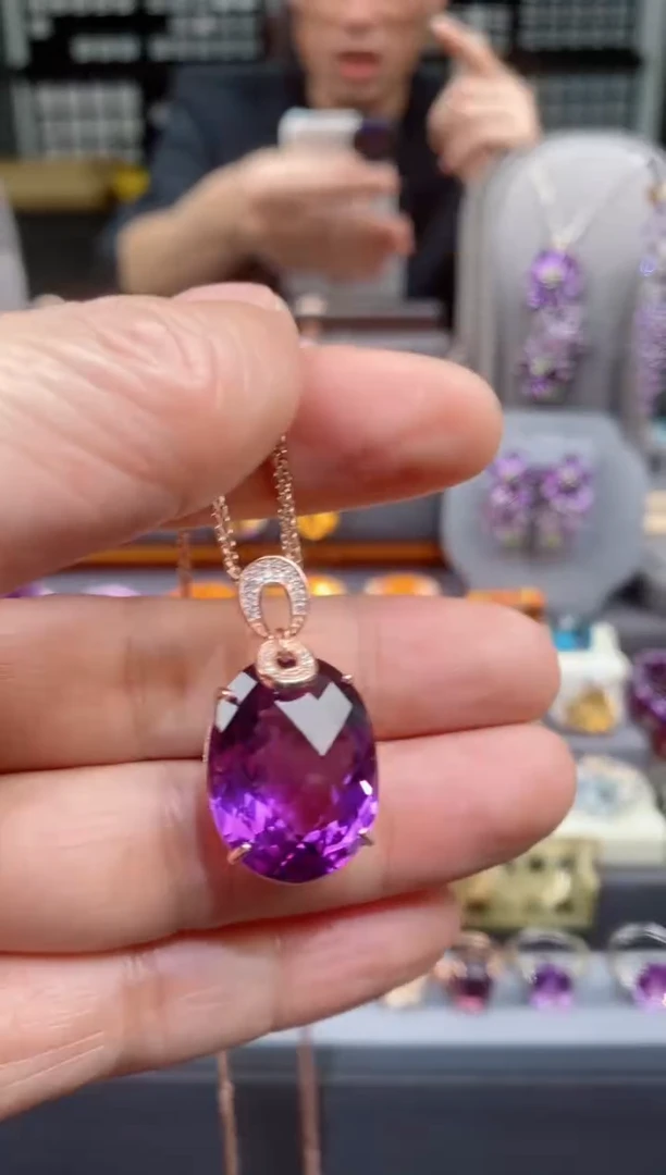 【闪购商品】紫晶吊坠银S925镶嵌紫晶吊坠