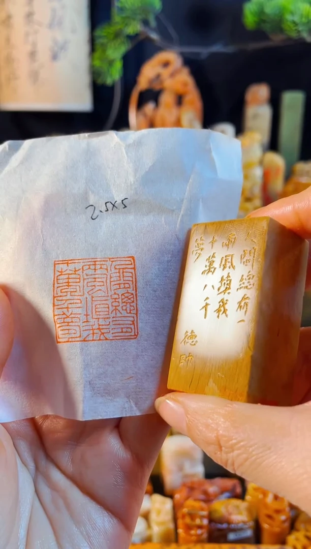 巴林石印石手工篆刻《人间总有一两风填我十万八千梦》