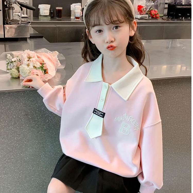 女童卫衣春装2025新款洋气儿童装网红时髦上衣小女孩春秋款polo衫