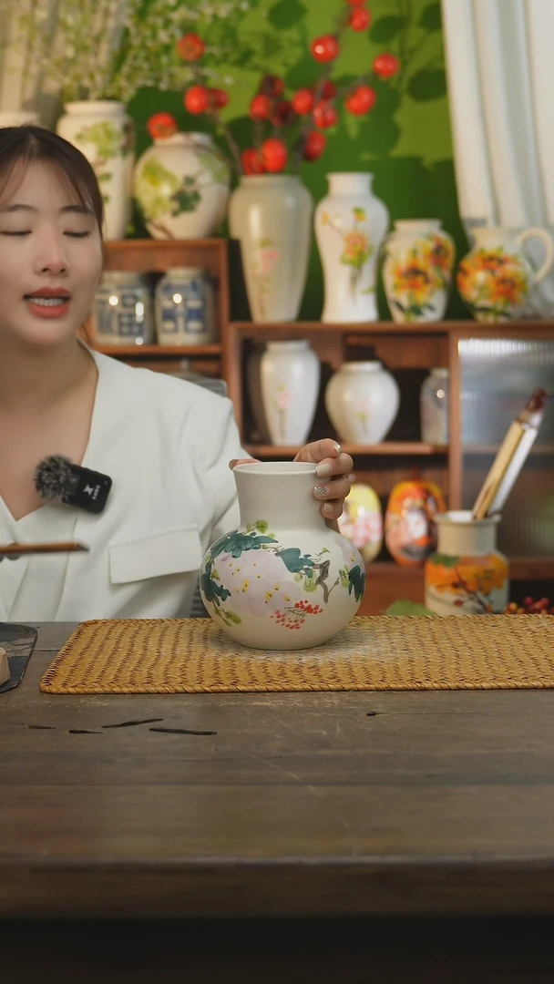 瓷片景德镇纯手工手绘花器摆件