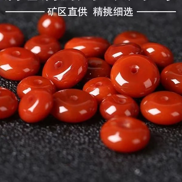 南红玛瑙卡3*6mm隔片十片一组瓦西料火焰纹单珠配饰
