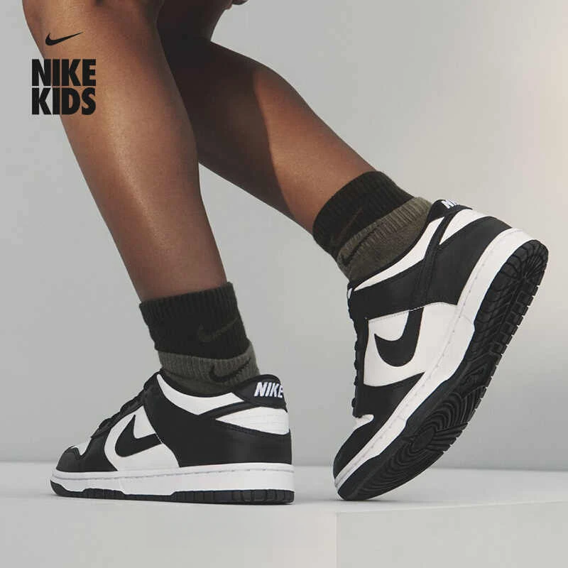 NIKE耐克大童女黑白熊猫鞋DUNK (GS)时尚低帮运动休闲鞋CW1590100