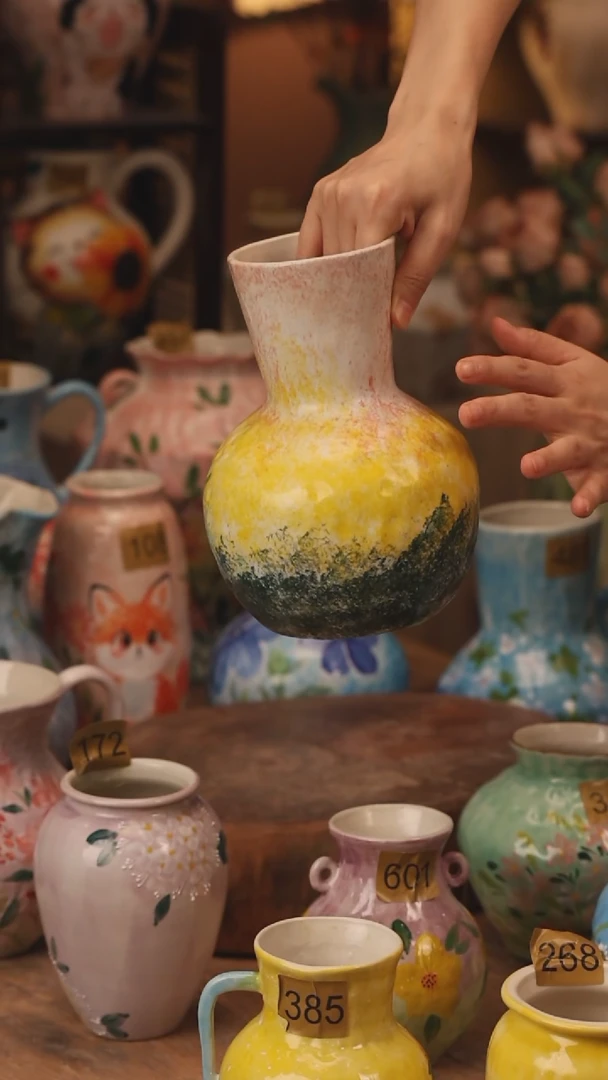 陶瓷400景德镇设计师手作花器摆件侘寂风