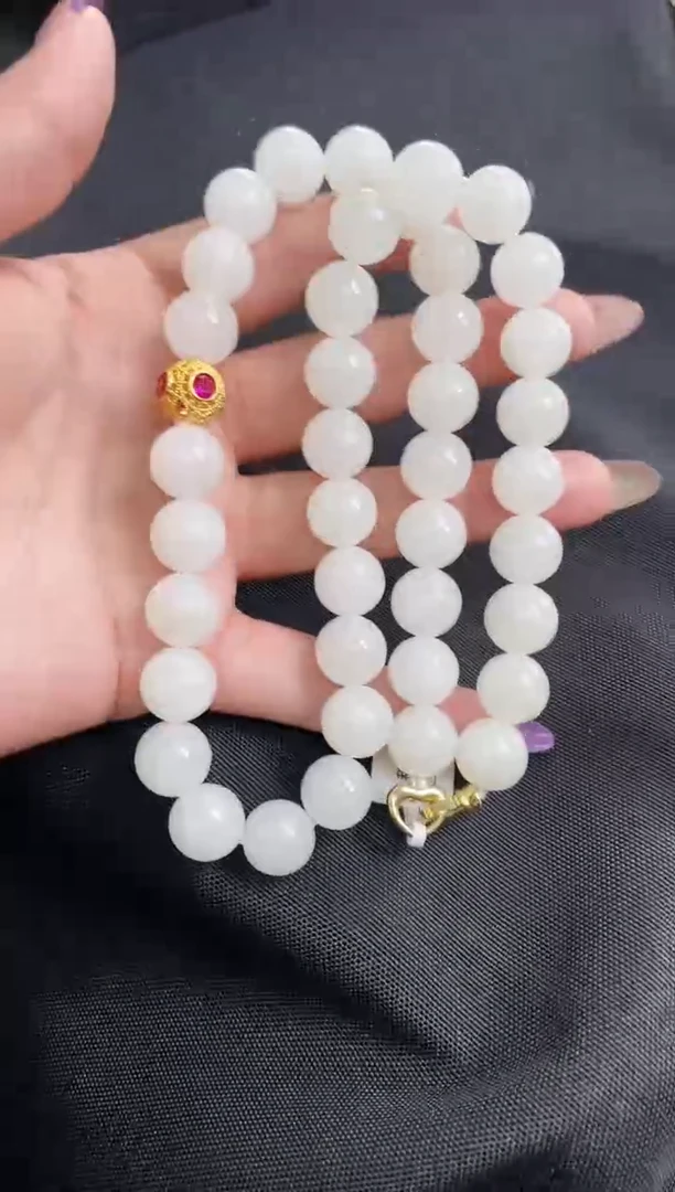 【闪购商品】和田玉项链18K金镶嵌12MM 多样性发一