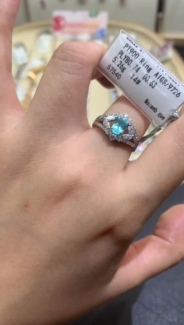 铂Pt850镶嵌戒指定制碧玺E615|16800