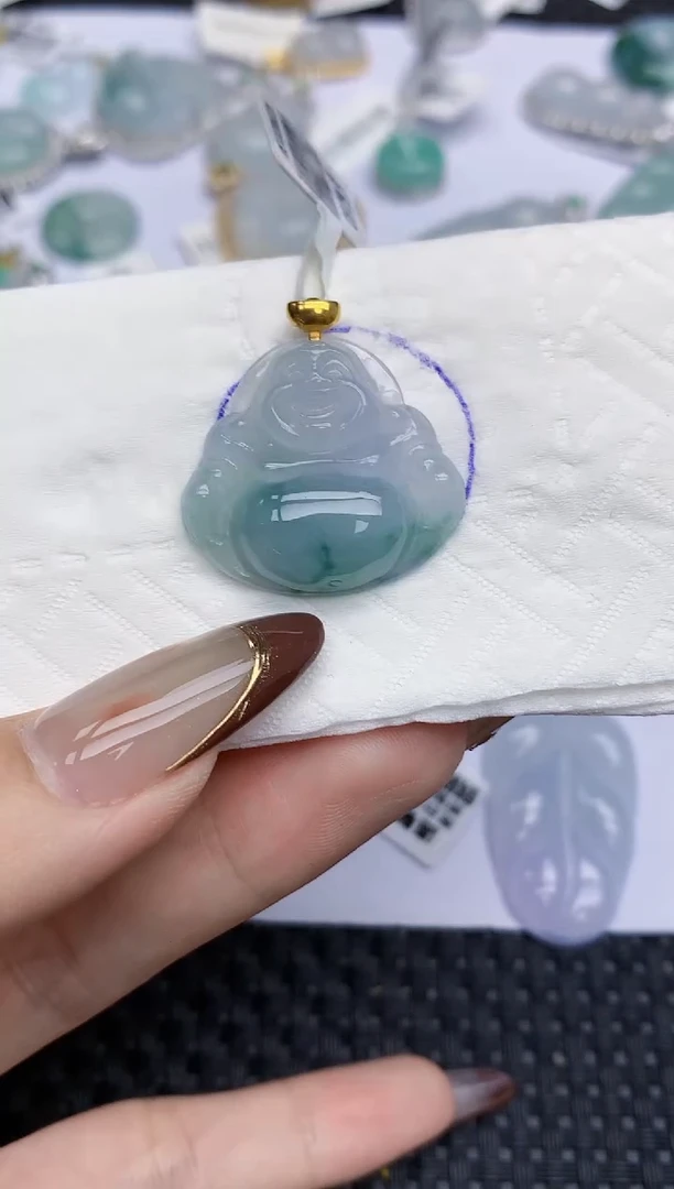 颈饰18K金镶嵌翡翠71   天然翡翠A货  百元以上9米证书费自理