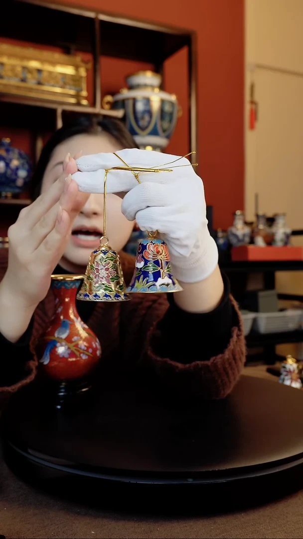 一对 非遗景泰蓝 好运铃 2寸 铃铛一响 黄金万两