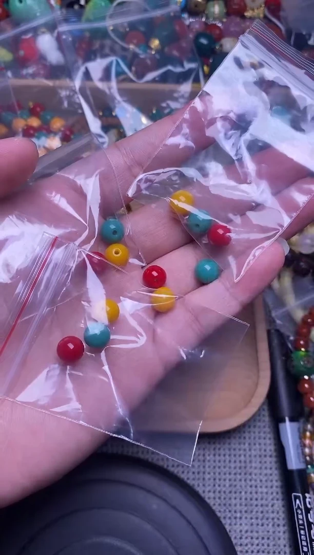 琉璃手工艺品红绿灯圆珠卡8mm 4组发