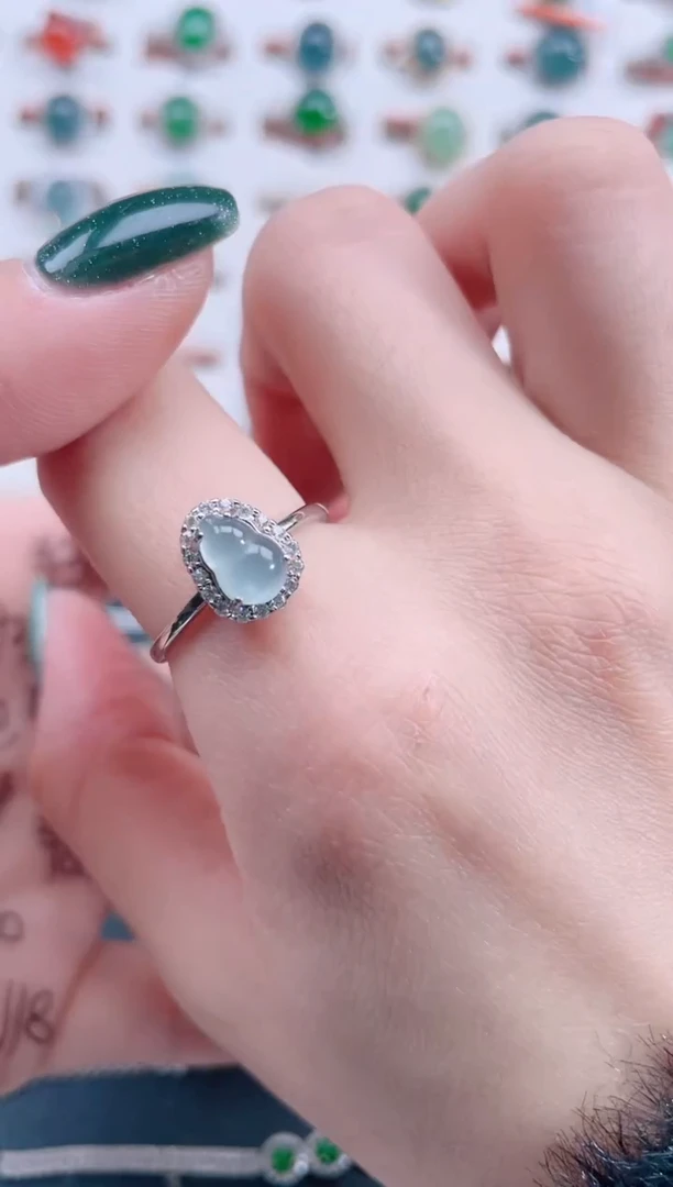 银S925镶嵌戒指翡翠天然翡翠