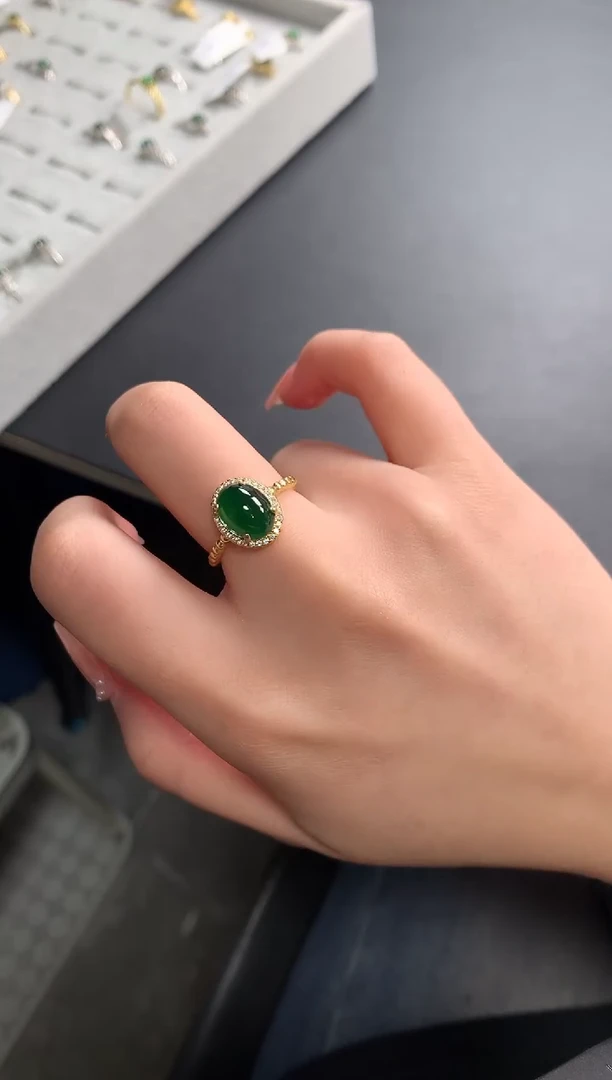【闪购商品】翡翠戒指银S925镶嵌5141