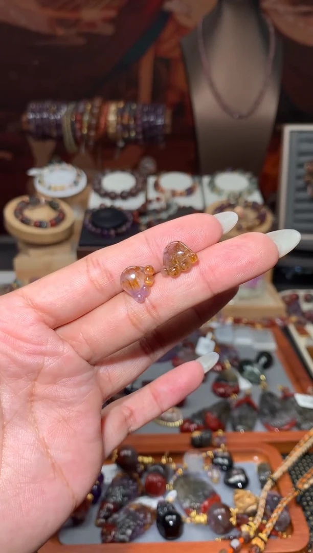 未镶嵌珠宝半成品水晶极光紫钛爪爪耳饰