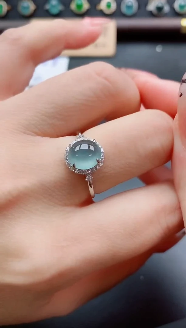 银S925镶嵌戒指翡翠1