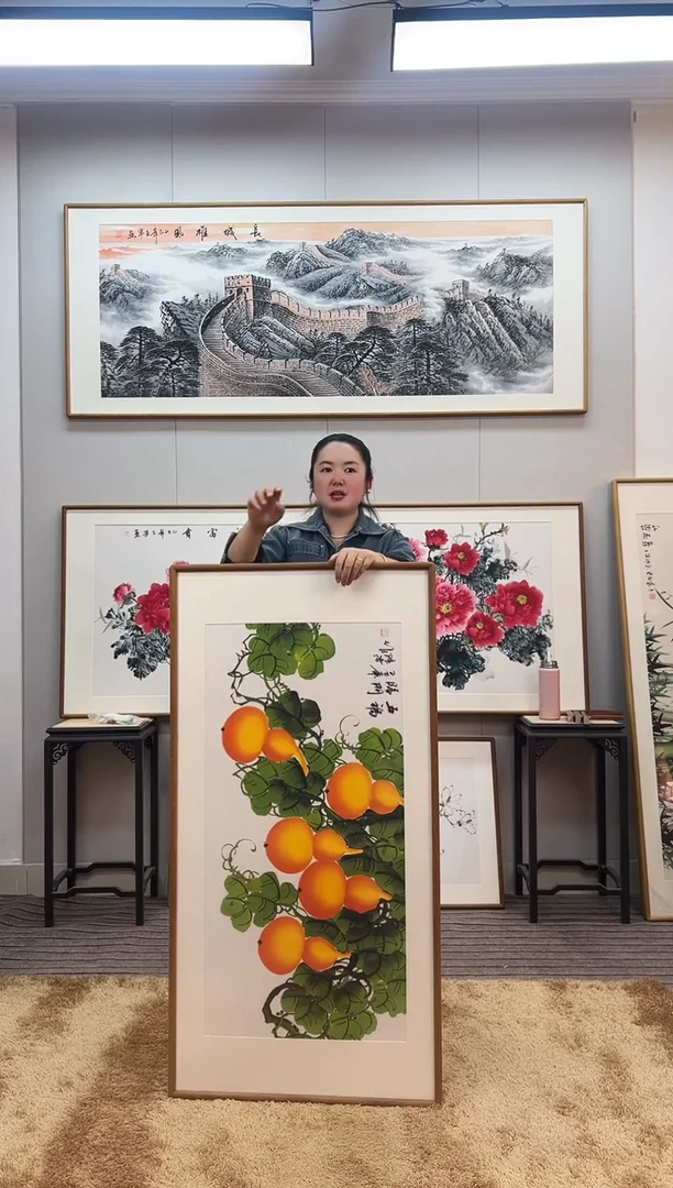 国画手绘葫芦122*62尺寸
