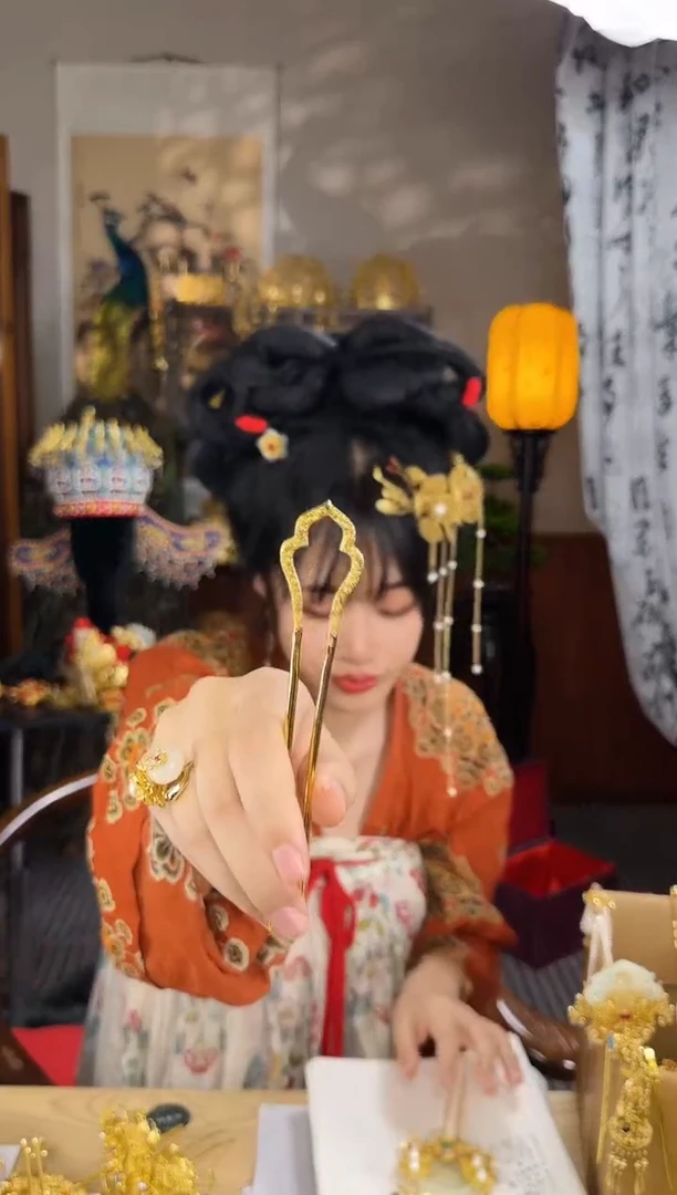 铜合金无唐公主U钗一对
