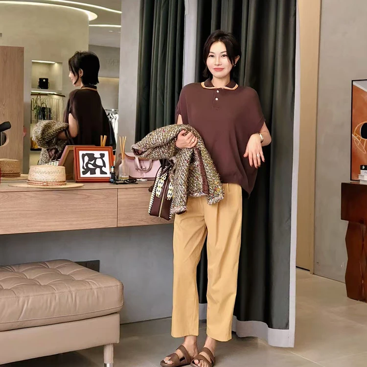 PENNYPENG漫行街头多色洋气休闲简约垂感松弛感宽松八分哈伦裤