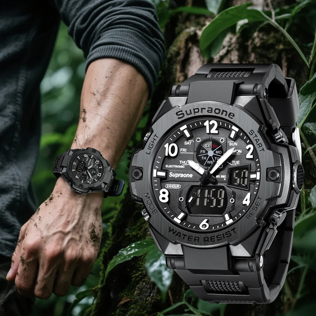 户外时尚运动男手表电子表男款初高中学生登山徒步军训多功能防水