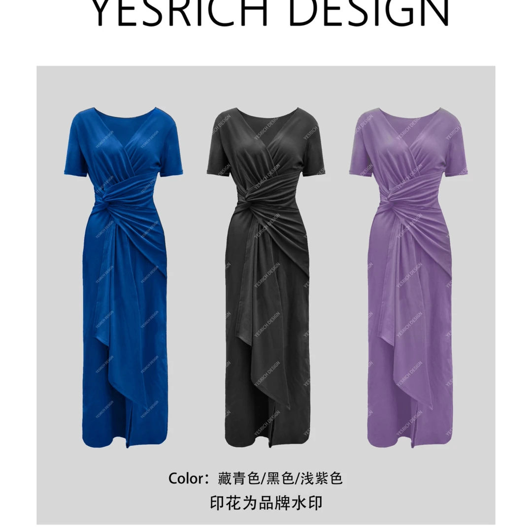 沙漏腰  三色气质优雅人均沙漏腰百搭遮肉显瘦长款连衣裙女G202