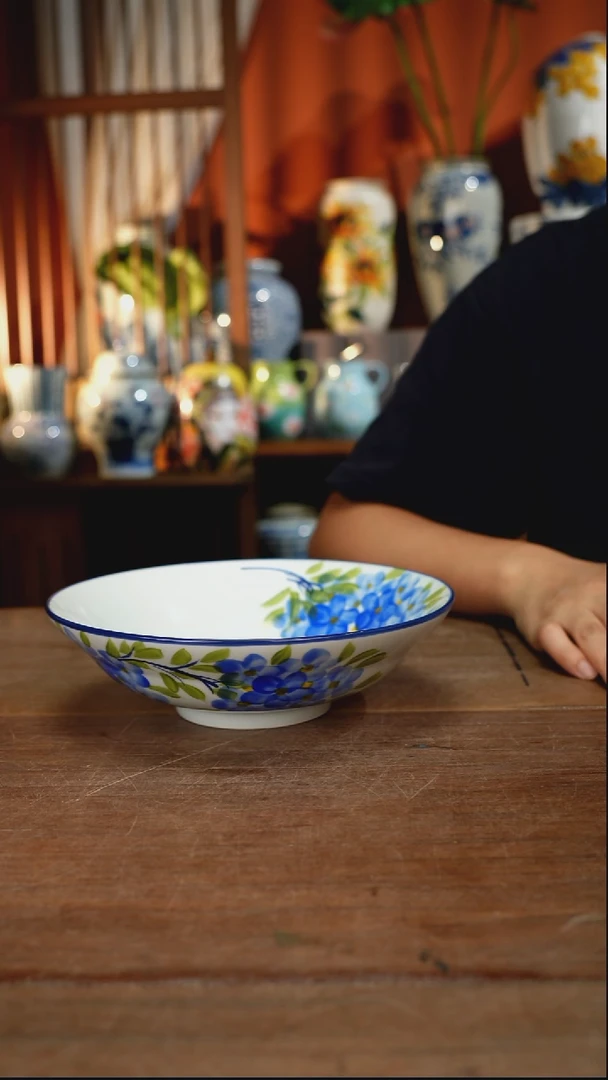 瓷片【简家甄选】景德镇设计师釉下手绘陶瓷餐具