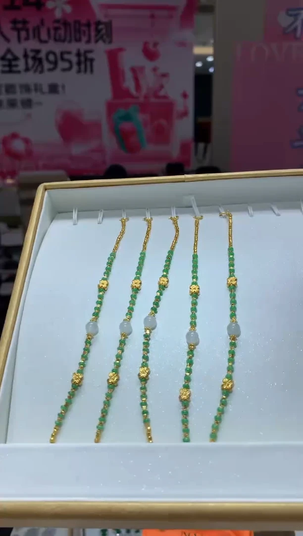 【闪购商品】翡翠手链银S925镀金镶嵌|不退不换多样性发一