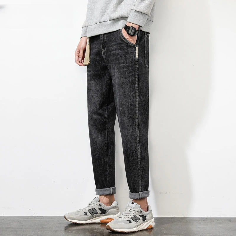 CALTOKROSA黑灰色牛仔裤男士宽松直筒秋冬款潮牌弹力休闲舒适长裤