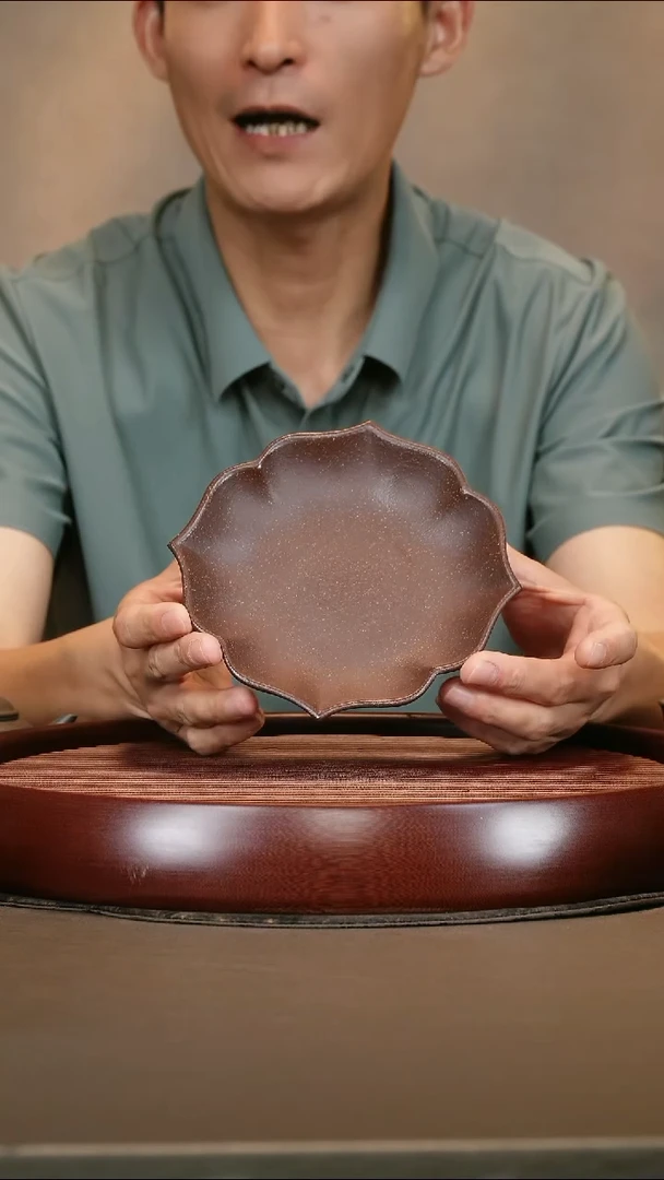 茶杯紫砂紫泥莲瓣壶承