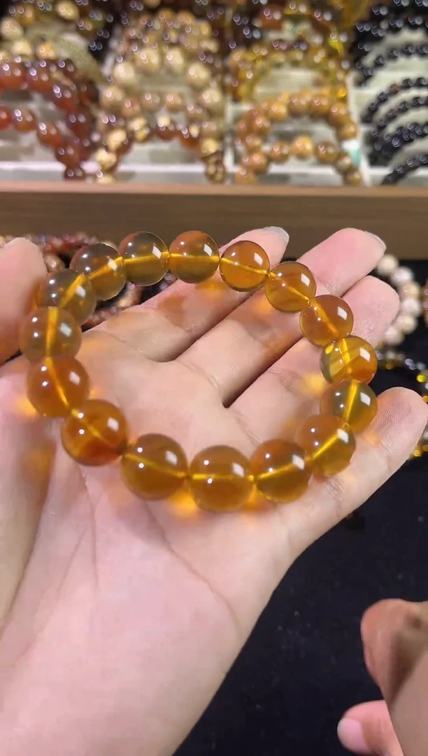 琥珀颈饰未镶嵌金棕手串13mm