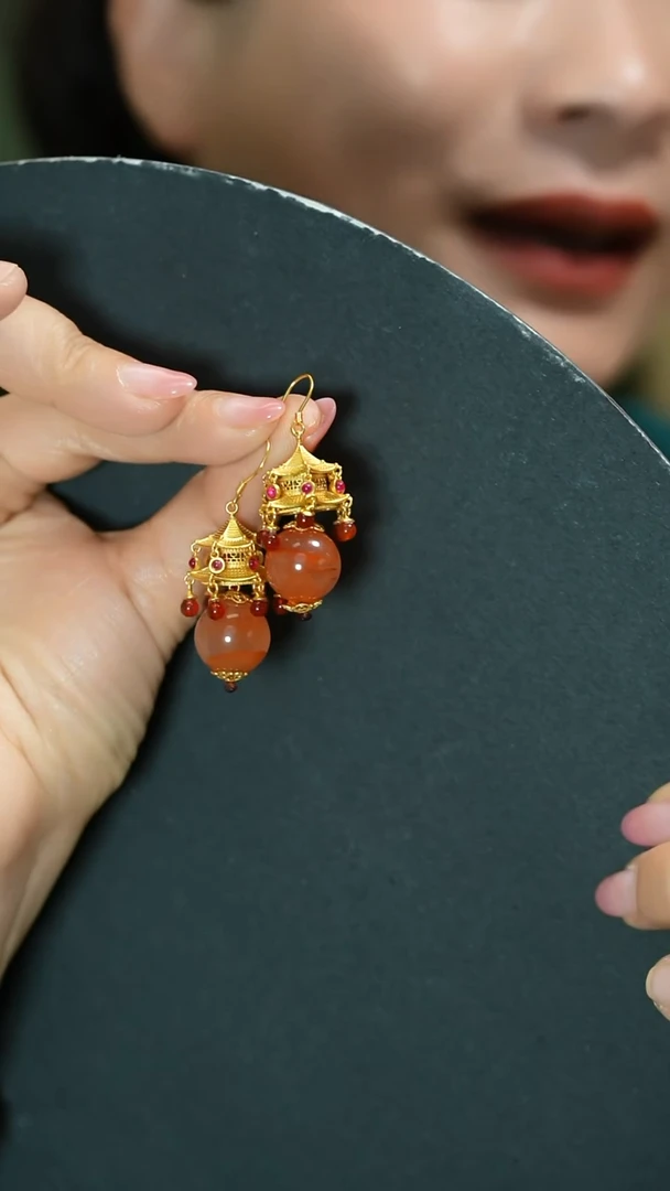 【闪购商品】南红玛瑙耳饰银S925镶嵌支持48小时鉴赏