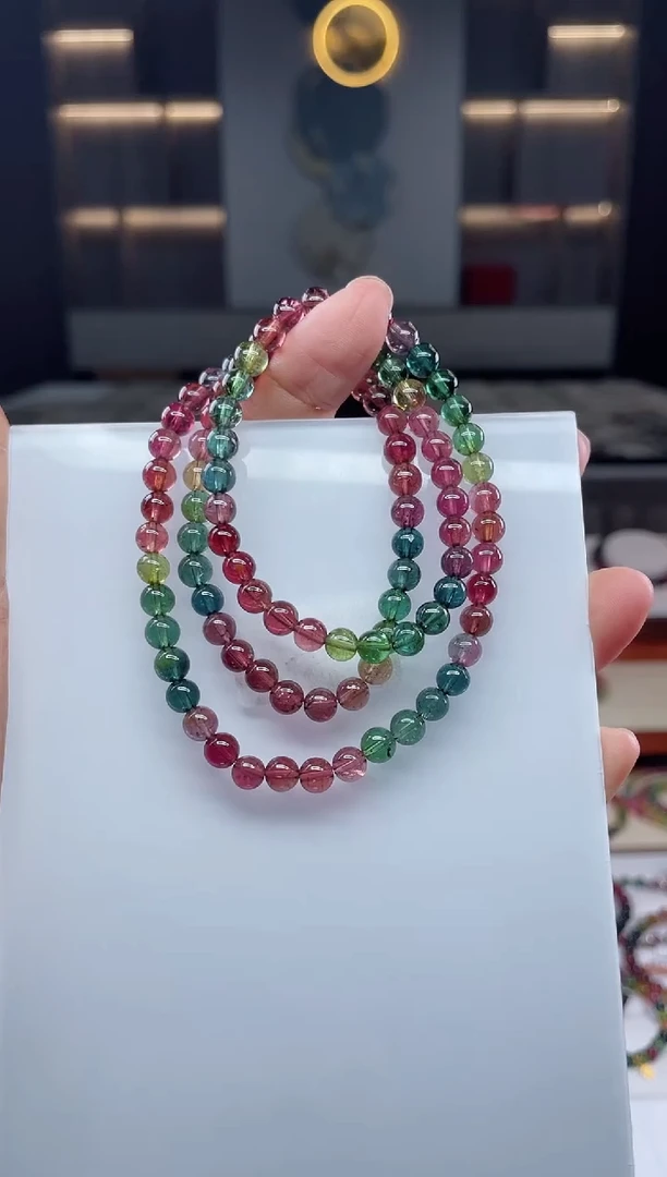 未镶嵌三圈手串碧玺（多样性发一条）Q