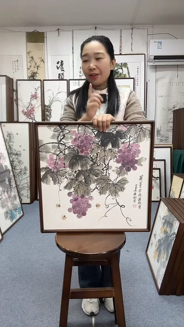 国画尺寸52*52实木画框京东包邮手绘