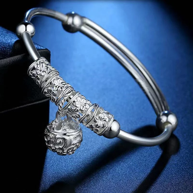 J009宫铃镀银手镯无礼盒