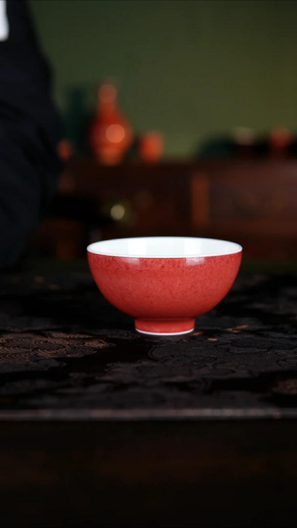 杯子白泥景德镇纯手工陶瓷豇豆红