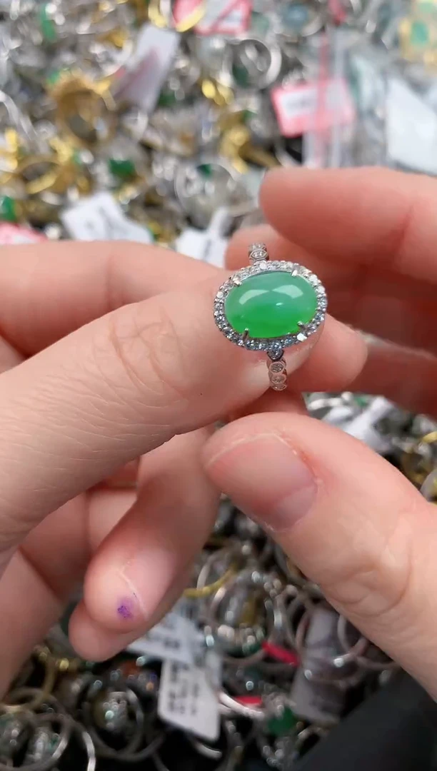 银S925镶嵌戒指翡翠444              8