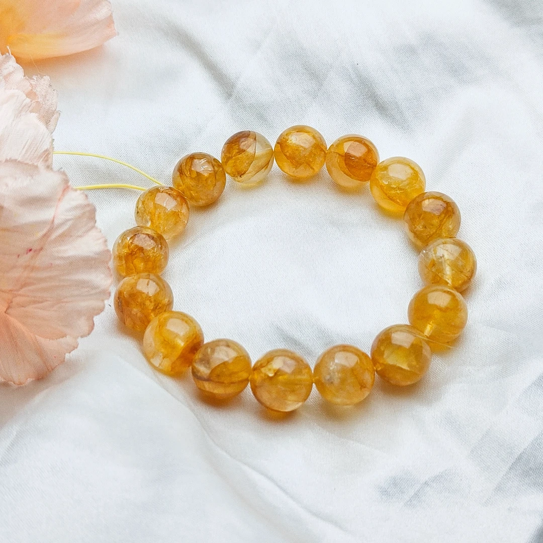 天然高品黄胶花水晶手链单圈轻奢时尚百搭手串多样性发一默认微瑕