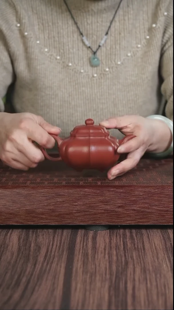 【闪购商品】紫砂茶壶筋纹 朱泥  四方传儒