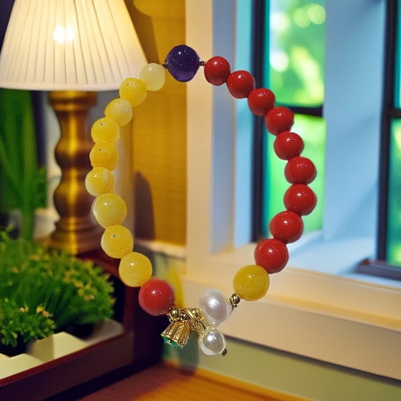 含辰砂工艺品朱砂手串时尚双色拼搭