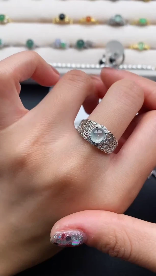 银S925镶嵌戒指翡翠3333333+2