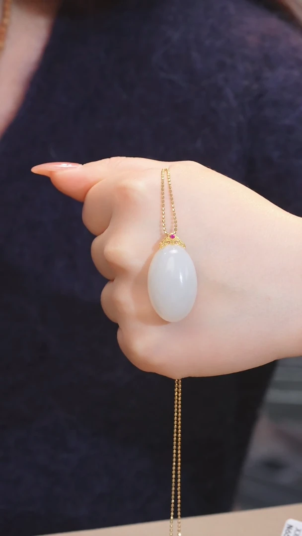 【闪购商品】和田玉吊坠不含链18K金镶嵌（二）@@N3490