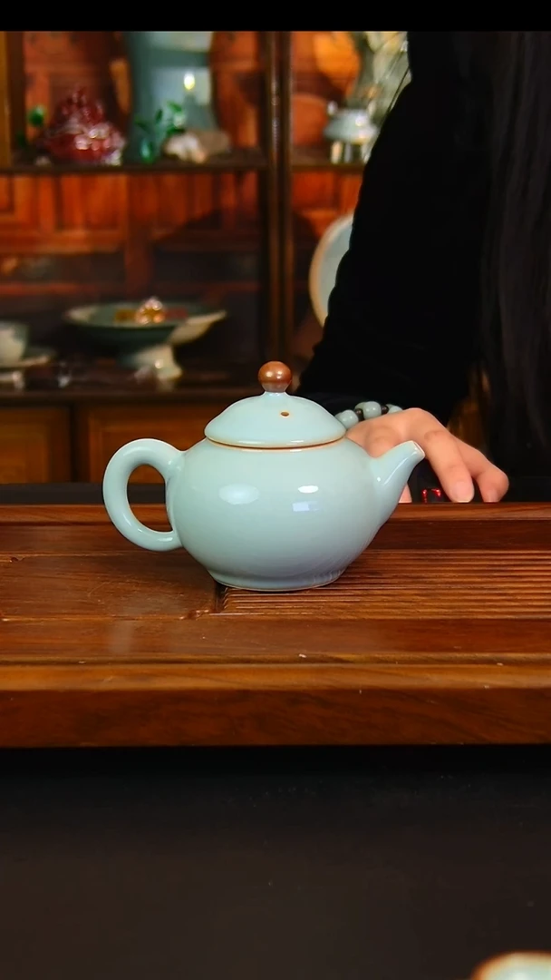 瓷片不开片官帽壶，微瑕，简装