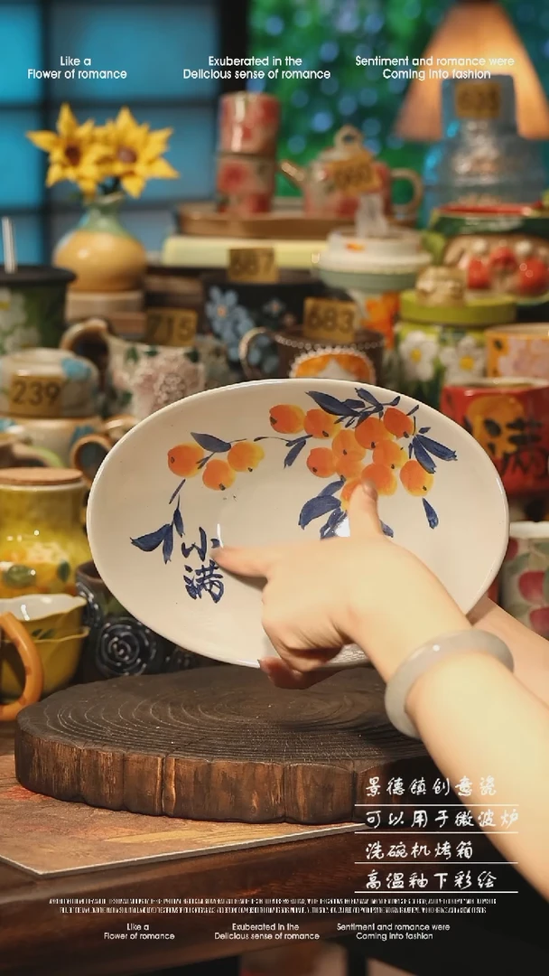 陶瓷景德镇高温釉下彩手工手绘款式